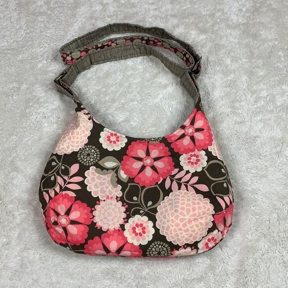 Handmade Reversible quilted pink and grey tote crossover bag - Picture 2 of 9